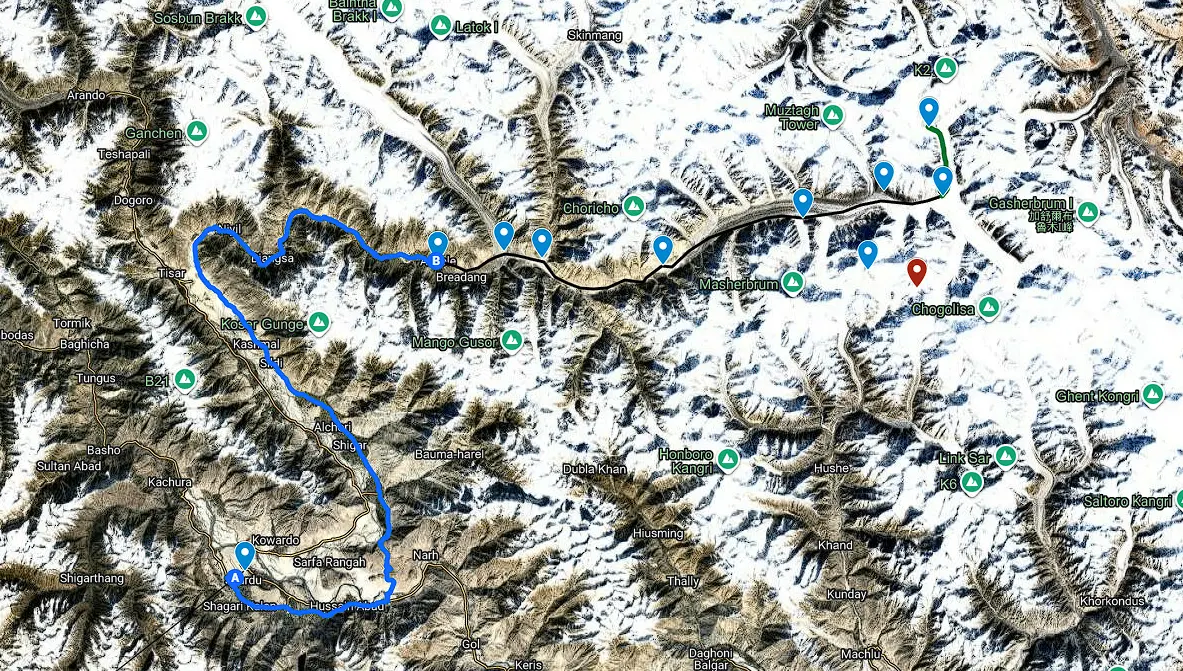 K2 base camp trek map
