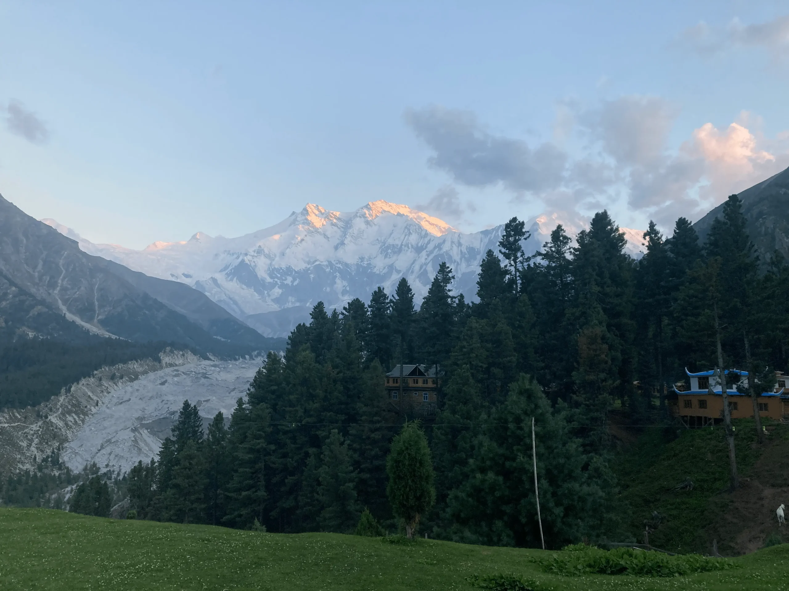 Trekkers walking toward Nanga Parbat base camp Pakistan